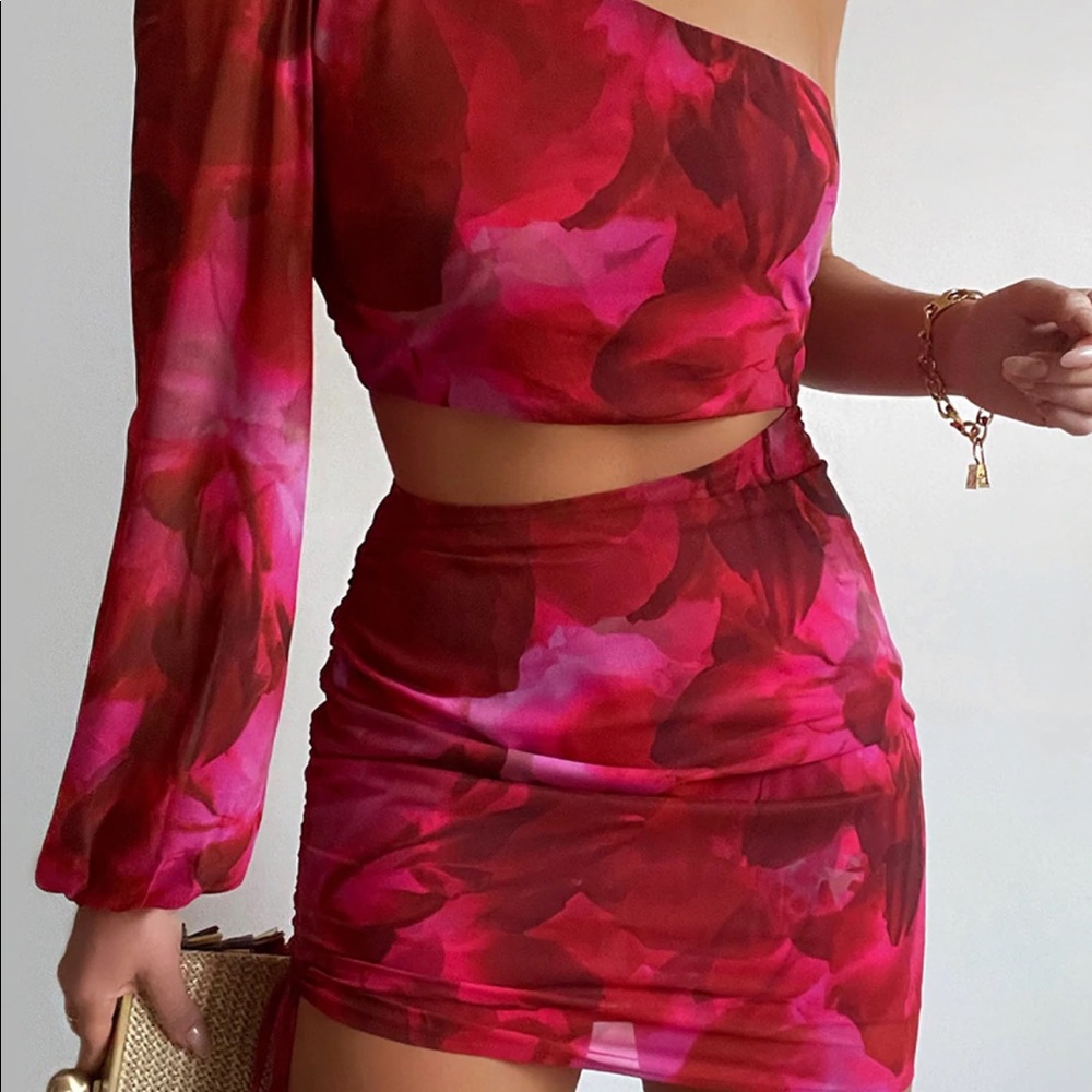 Runway one sleeve dress